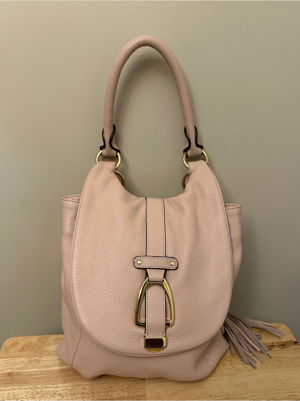 G.I.L.I. Blush Pink Leather Hobo with Gold Hardware - Picture 7 of 16
